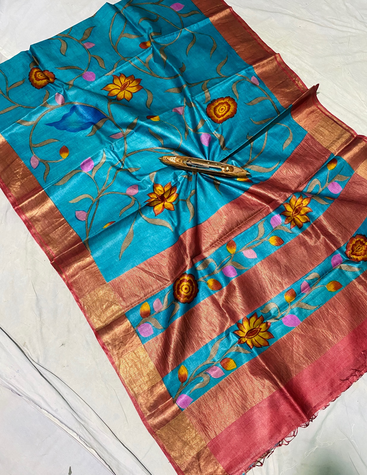 Pure Kosa Tussar Pen Kalamkari