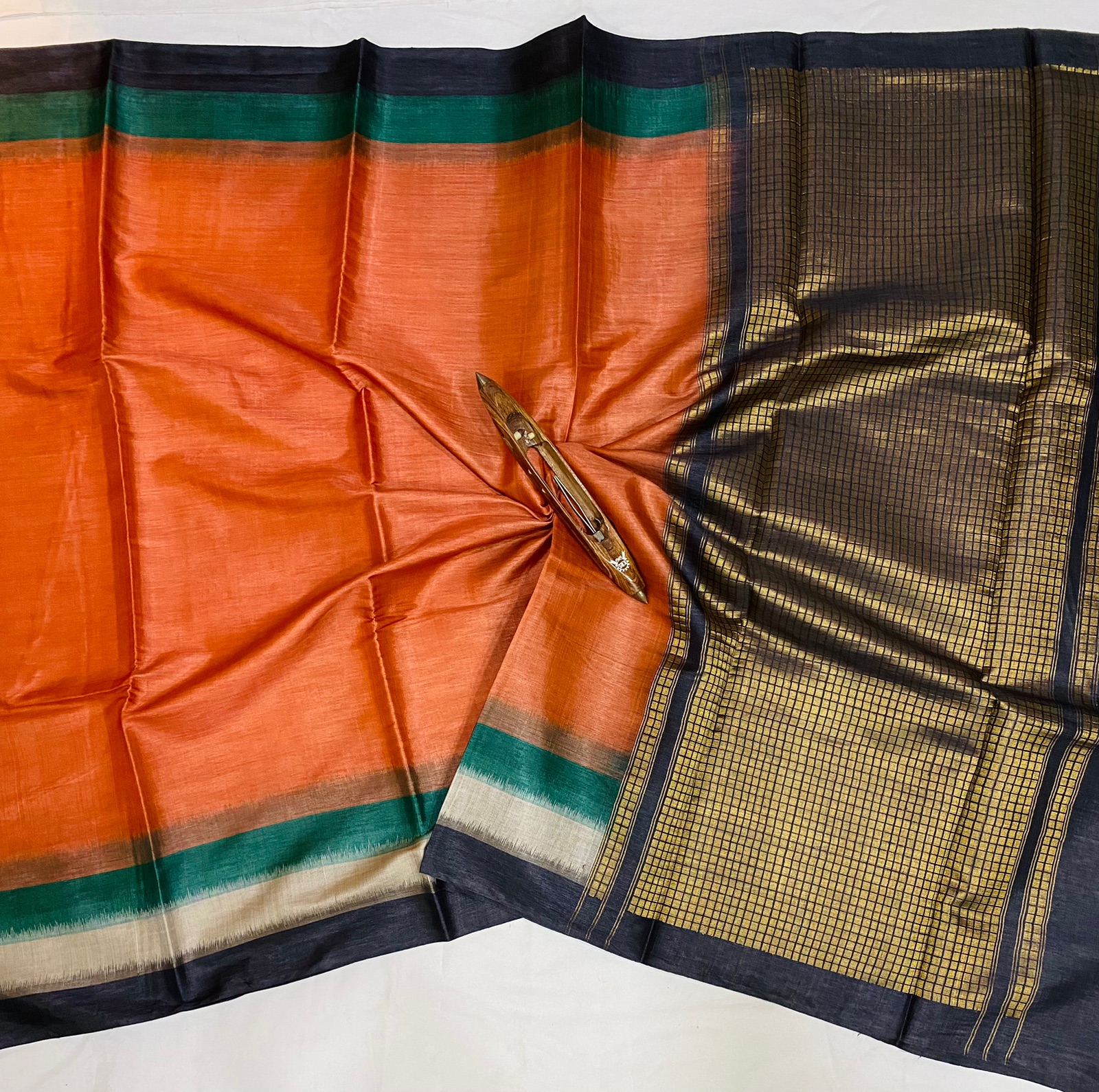 Pure Tussar silk Bandhi Saree - Image 7