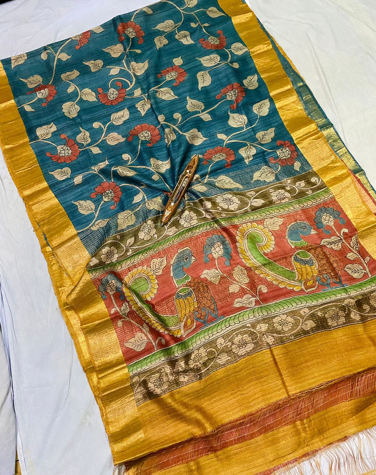 Pure Kosa Tussar Pen Kalamkari - Image 10