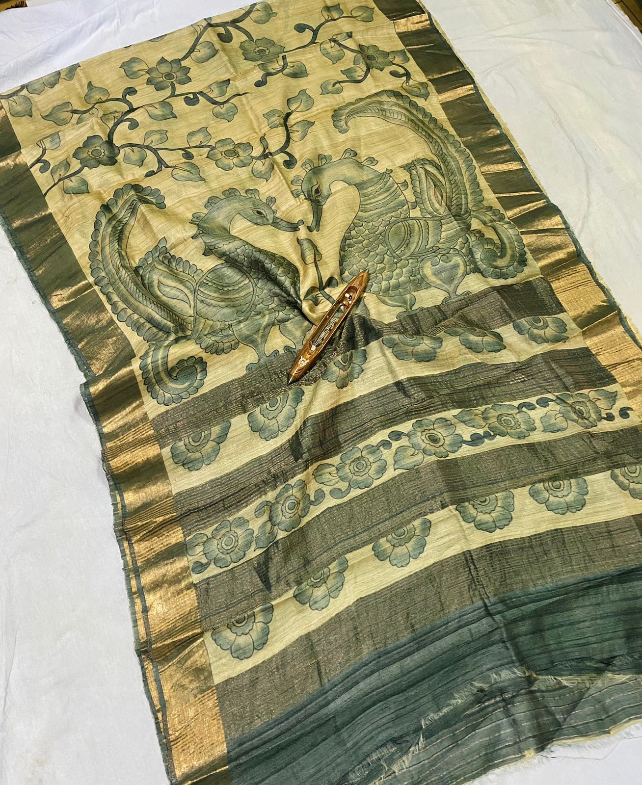 Pure Kosa Tussar Pen Kalamkari - Image 6