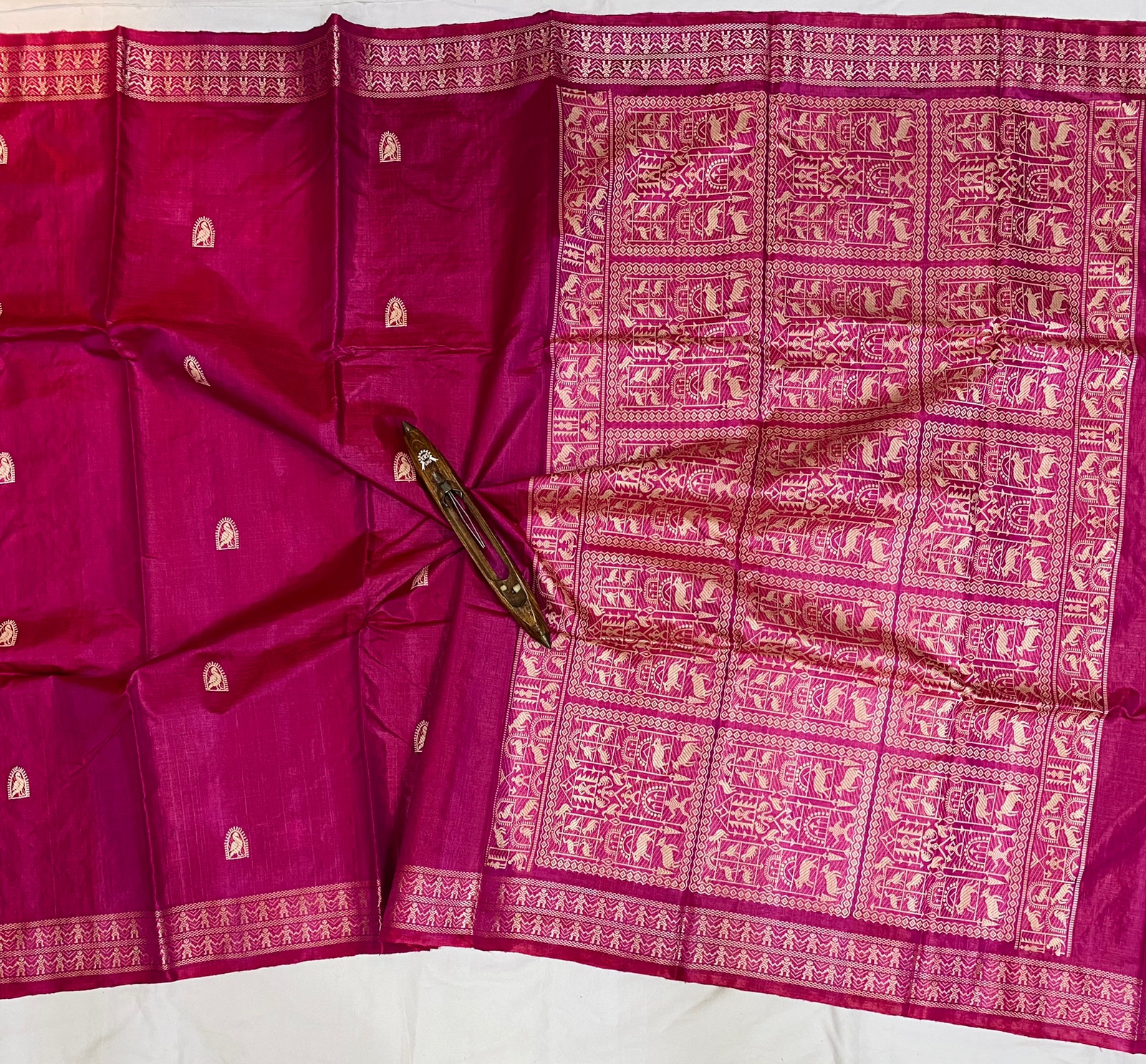 Pure Tussar Tribal Buta Jala Color Saree